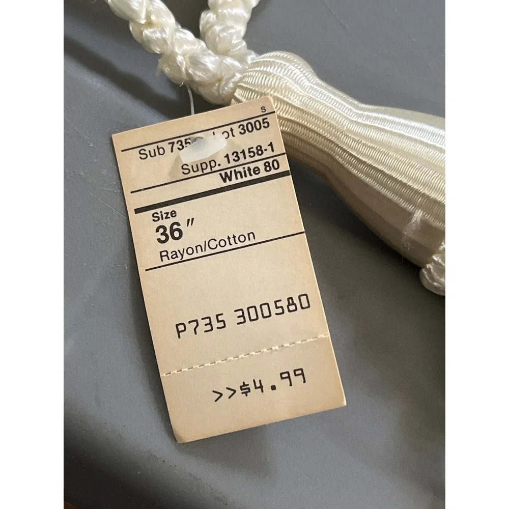 Vintage Conso 36 Inch Tassel Curtain Tiebacks Set of 2 Off White Rayon Cotton